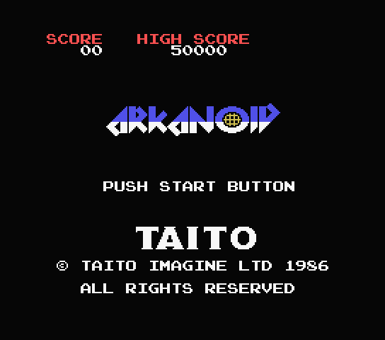 Arkanoid title screen for MSX